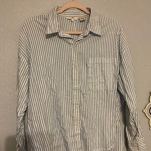 White and blue striped long sleeve LEVI shirt